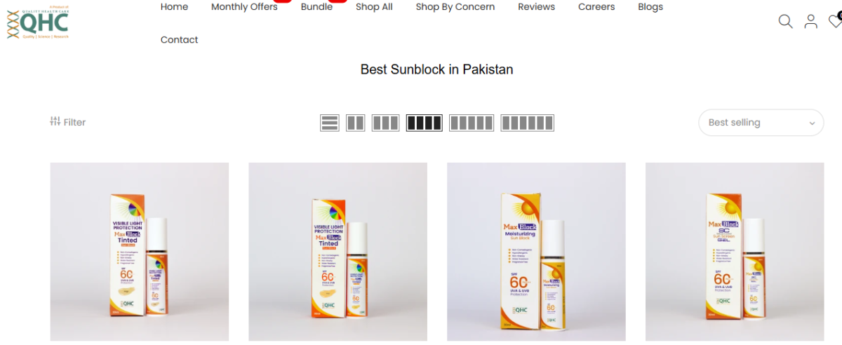 QHC Max Block SPF 60 tinted sunblock for protection without white cast